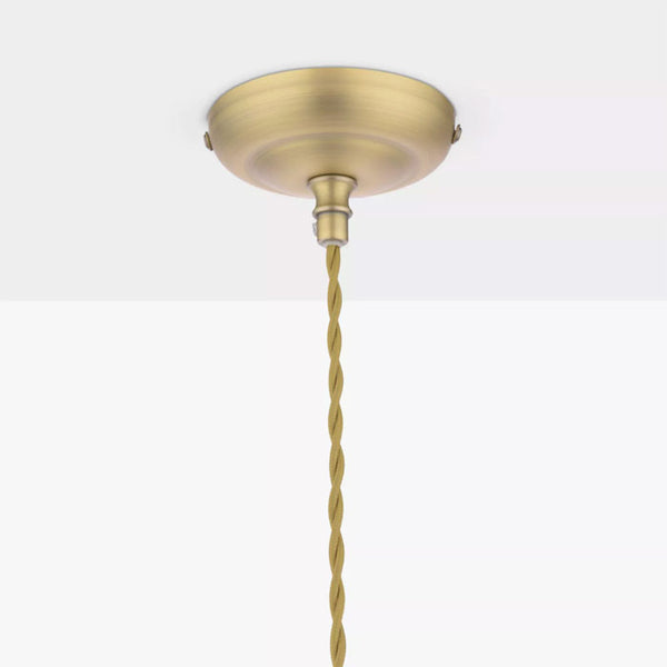Laura Ashley Billham Pendant Matt Antique Brass & Ribbed Glass LA3756651-Q