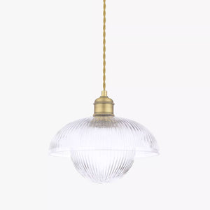Laura Ashley Billham Pendant Matt Antique Brass & Ribbed Glass LA3756651-Q