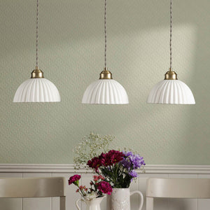 Laura Ashley Durford 3 Light Bar Pendant Matt Antique Brass & White Ceramic LA3756727-Q