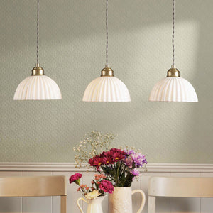 Laura Ashley Durford 3 Light Bar Pendant Matt Antique Brass & White Ceramic LA3756727-Q