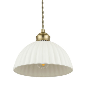 Laura Ashley Durford 3 Light Bar Pendant Matt Antique Brass & White Ceramic LA3756727-Q