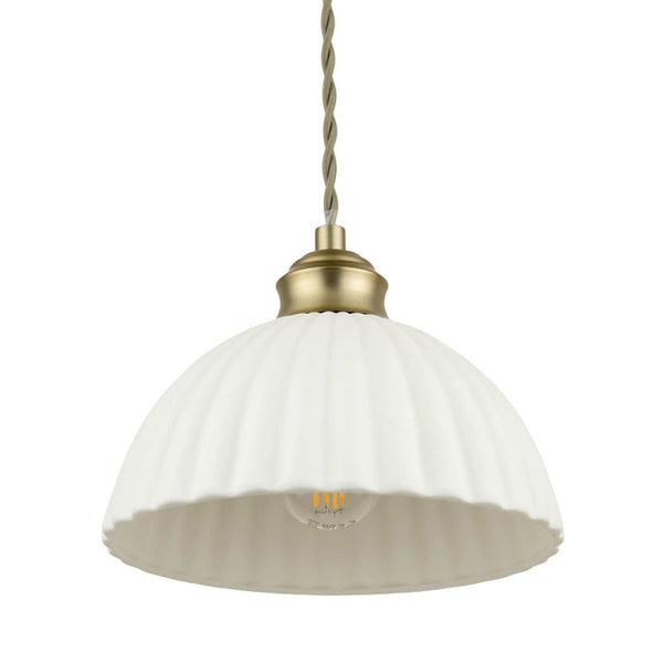 Laura Ashley Durford 3 Light Bar Pendant Matt Antique Brass & White Ceramic LA3756727-Q