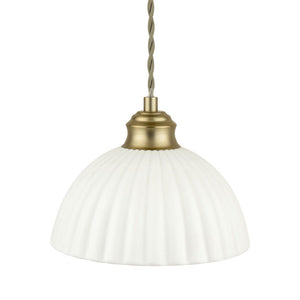 Laura Ashley Durford 3 Light Bar Pendant Matt Antique Brass & White Ceramic LA3756727-Q