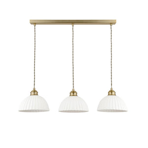 Laura Ashley Durford 3 Light Bar Pendant Matt Antique Brass & White Ceramic LA3756727-Q