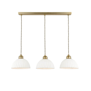 Laura Ashley Durford 3 Light Bar Pendant Matt Antique Brass & White Ceramic LA3756727-Q
