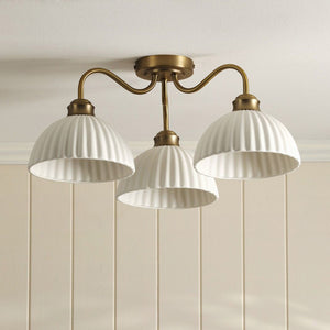 Laura Ashley Durford 3 Light Semi-Flush Matt Antique Brass & White Ceramic LA3756580-Q