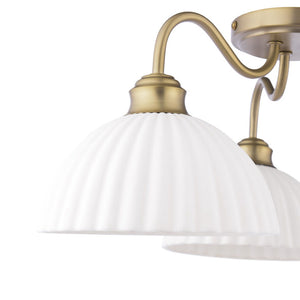 Laura Ashley Durford 3 Light Semi-Flush Matt Antique Brass & White Ceramic LA3756580-Q