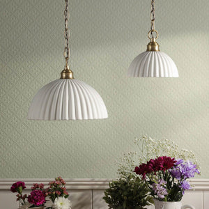 Laura Ashley Durford Large Pendant Matt Antique Brass & White Ceramic LA3756726-Q