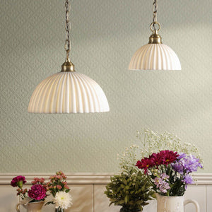 Laura Ashley Durford Large Pendant Matt Antique Brass & White Ceramic LA3756726-Q