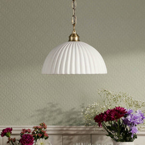 Laura Ashley Durford Large Pendant Matt Antique Brass & White Ceramic LA3756726-Q