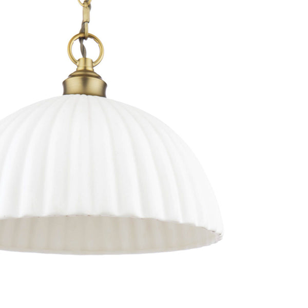 Laura Ashley Durford Large Pendant Matt Antique Brass & White Ceramic LA3756726-Q