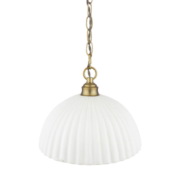 Laura Ashley Durford Large Pendant Matt Antique Brass & White Ceramic LA3756726-Q