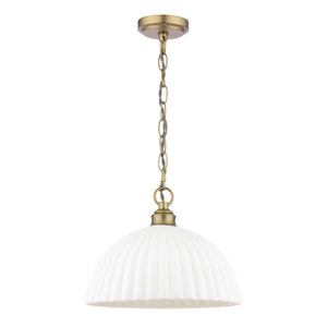Laura Ashley Durford Large Pendant Matt Antique Brass & White Ceramic LA3756726-Q