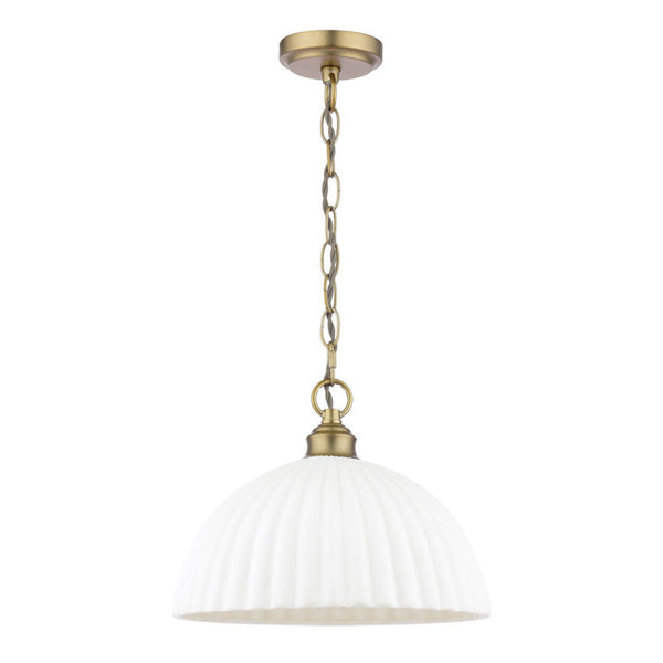 Laura Ashley Durford Large Pendant Matt Antique Brass & White Ceramic LA3756726-Q