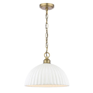 Laura Ashley Durford Large Pendant Matt Antique Brass & White Ceramic LA3756726-Q