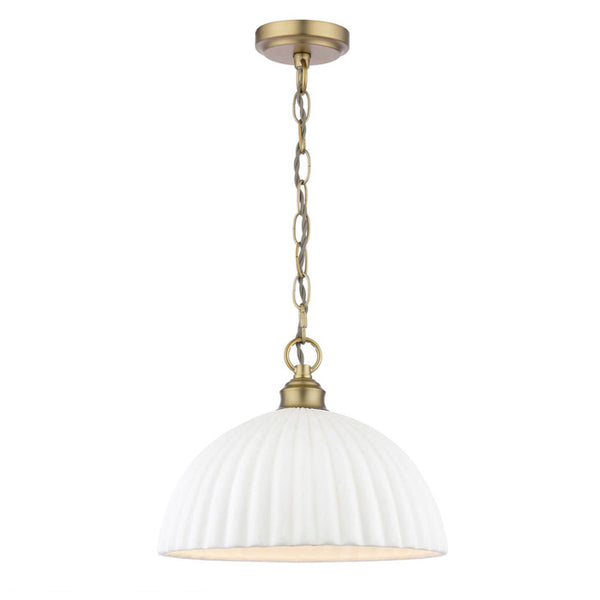 Laura Ashley Durford Large Pendant Matt Antique Brass & White Ceramic LA3756726-Q