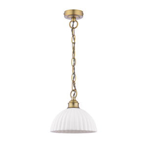Laura Ashley Durford Pendant Matt Antique Brass and White Ceramic LA3756590-Q