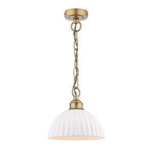 Laura Ashley Durford Pendant Matt Antique Brass and White Ceramic LA3756590-Q