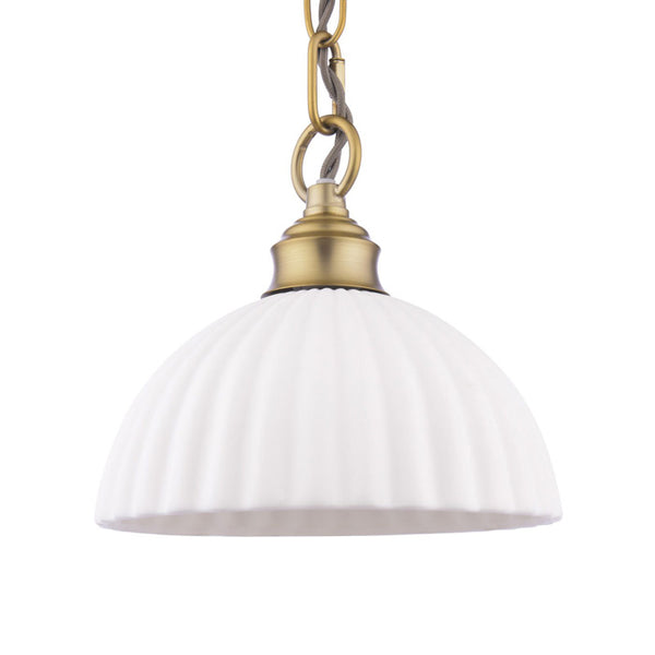 Laura Ashley Durford Pendant Matt Antique Brass and White Ceramic LA3756590-Q