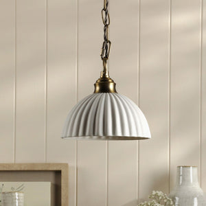Laura Ashley Durford Pendant Matt Antique Brass and White Ceramic LA3756590-Q