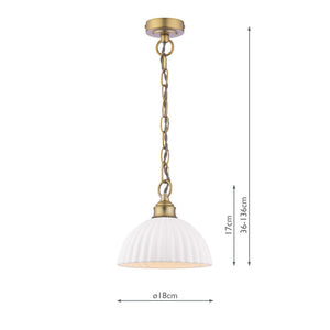 Laura Ashley Durford Pendant Matt Antique Brass and White Ceramic LA3756590-Q