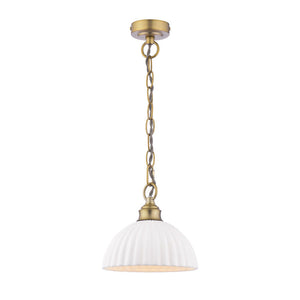 Laura Ashley Durford Pendant Matt Antique Brass and White Ceramic LA3756590-Q