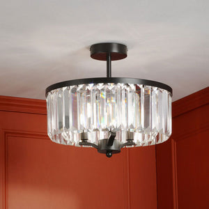 Laura Ashley Elkwood 3 Light Semi-Flush Crystal and Black LA3756610-Q