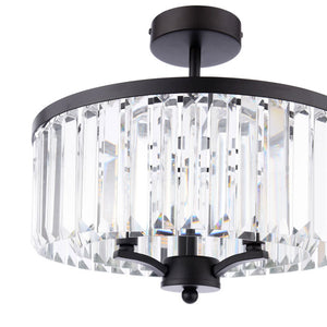 Laura Ashley Elkwood 3 Light Semi-Flush Crystal and Black LA3756610-Q