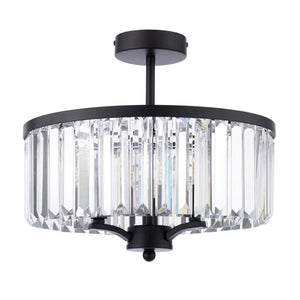 Laura Ashley Elkwood 3 Light Semi-Flush Crystal and Black LA3756610-Q
