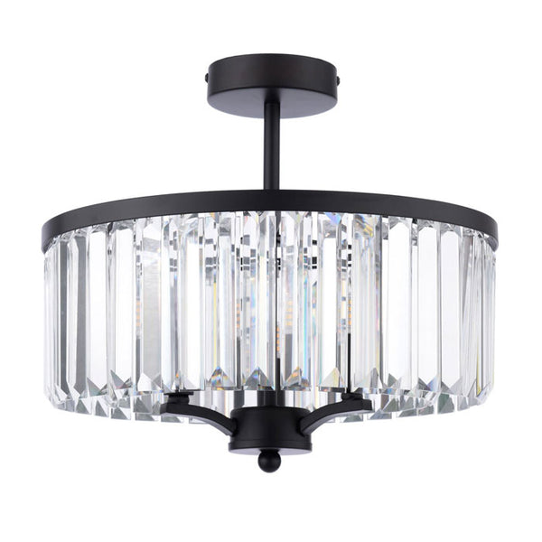 Laura Ashley Elkwood 3 Light Semi-Flush Crystal and Black LA3756610-Q