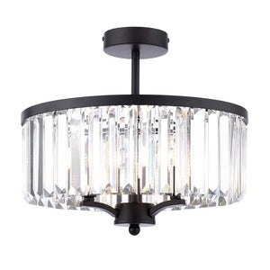 Laura Ashley Elkwood 3 Light Semi-Flush Crystal and Black LA3756610-Q