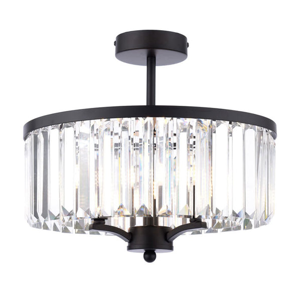 Laura Ashley Elkwood 3 Light Semi-Flush Crystal and Black LA3756610-Q