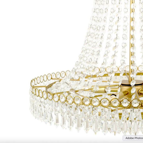 Laura Ashley Enid 5 Light Grande Chandelier Glass & Matt Antique Brass LA3756711-Q