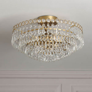 Laura Ashley Enid 5 Light Semi Flush Ceiling Light Faceted Glass & Matt Antique Brass LA3756712-Q