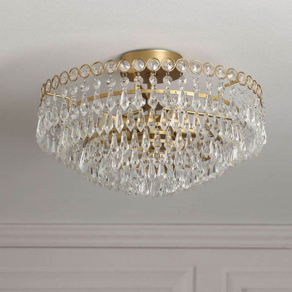 Laura Ashley Enid 5 Light Semi Flush Ceiling Light Faceted Glass & Matt Antique Brass LA3756712-Q