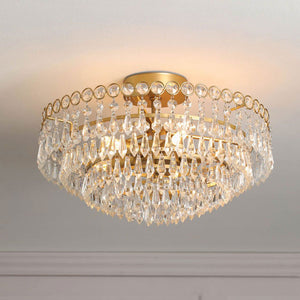 Laura Ashley Enid 5 Light Semi Flush Ceiling Light Faceted Glass & Matt Antique Brass LA3756712-Q