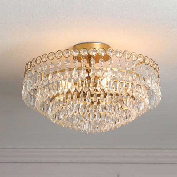 Laura Ashley Enid 5 Light Semi Flush Ceiling Light Faceted Glass & Matt Antique Brass LA3756712-Q