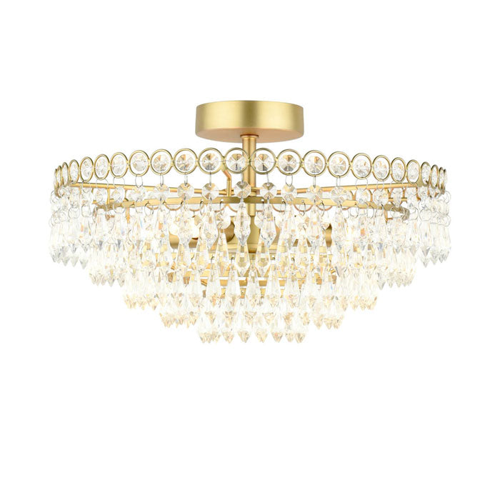 Laura Ashley Enid 5 Light Semi Flush Ceiling Light Faceted Glass & Matt Antique Brass LA3756712-Q