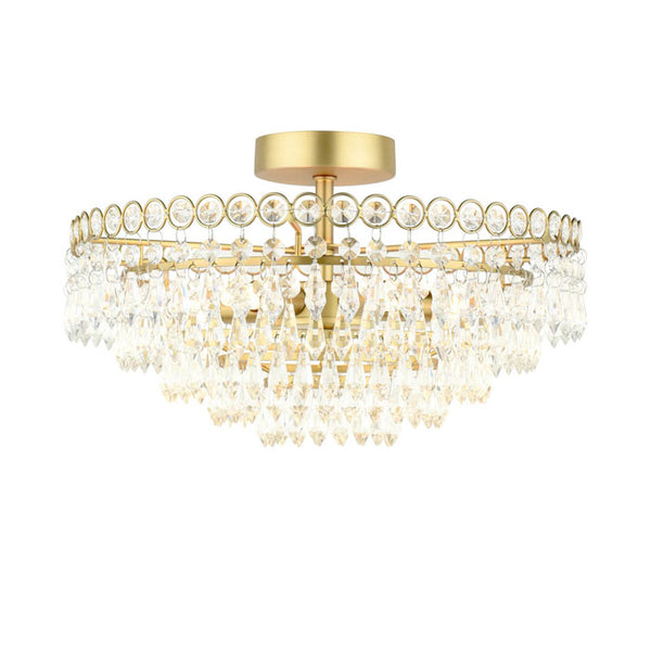 Laura Ashley Enid 5 Light Semi Flush Ceiling Light Faceted Glass & Matt Antique Brass LA3756712-Q