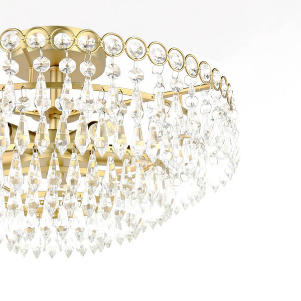 Laura Ashley Enid 5 Light Semi Flush Ceiling Light Faceted Glass & Matt Antique Brass LA3756712-Q