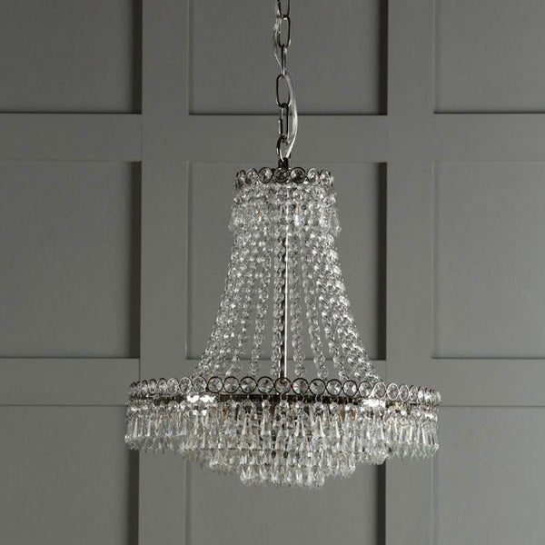 Laura Ashley Enid Grand 5 Light Chandelier Polished Nickel & Cut Glass LA3718230-Q