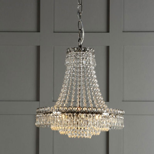 Laura Ashley Enid Grand 5 Light Chandelier Polished Nickel & Cut Glass LA3718230-Q