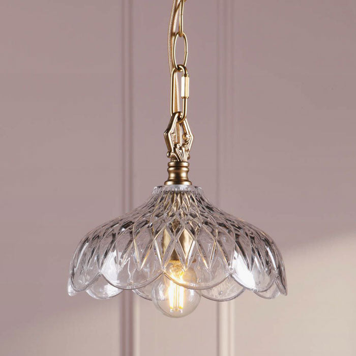 Laura Ashley Eversden Single Pendant in Antique Brass & Crystal LA3756652-Q