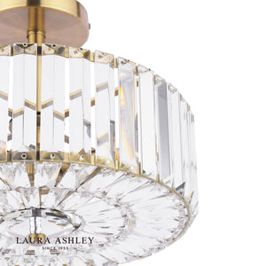 Laura Ashley Fernhurst 3 Light Semi-Flush Crystal and Antique Brass LA3756455-Q