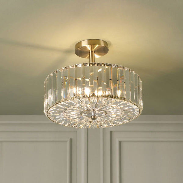 Laura Ashley Fernhurst 3 Light Semi-Flush Crystal and Antique Brass LA3756455-Q
