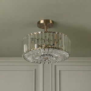 Laura Ashley Fernhurst 3 Light Semi-Flush Crystal and Antique Brass LA3756455-Q