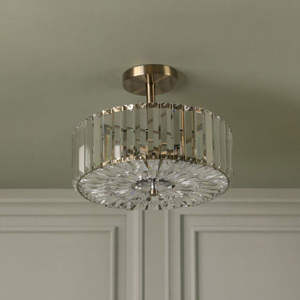 Laura Ashley Fernhurst 3 Light Semi-Flush Crystal and Antique Brass LA3756455-Q