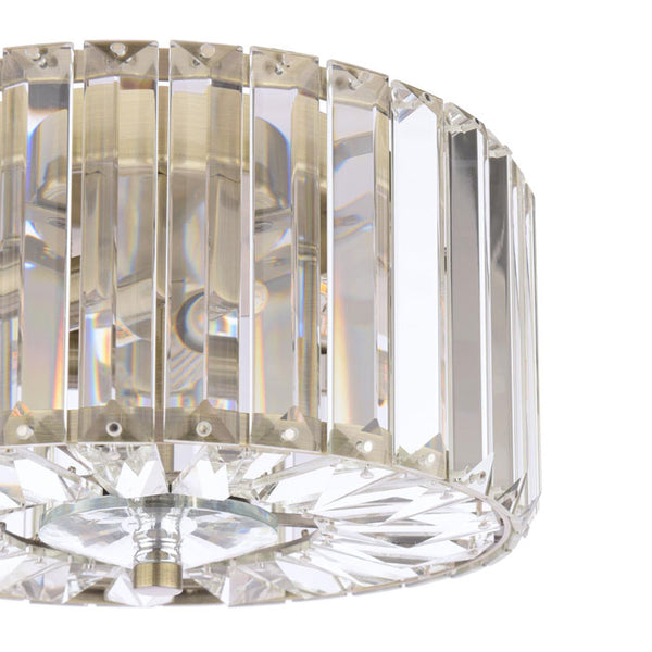 Laura Ashley Fernhurst Small 3 Light Flush Crystal & Antique Brass LA3756657-Q