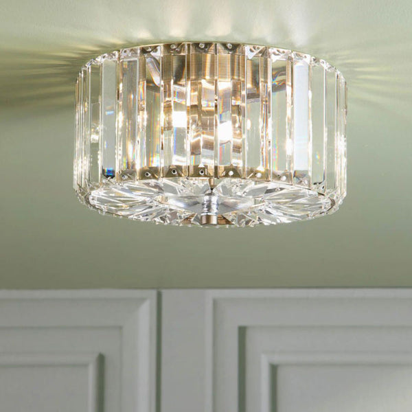 Laura Ashley Fernhurst Small 3 Light Flush Crystal & Antique Brass LA3756657-Q