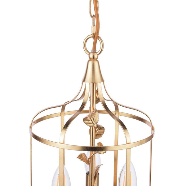 Laura Ashley Halton 3 Light Pendant Distressed Gold Leaf LA3756509-Q